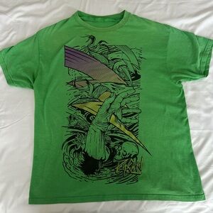 Vintage Rip Curl Green and Purple Graphic Zombie Skeleton Shirt